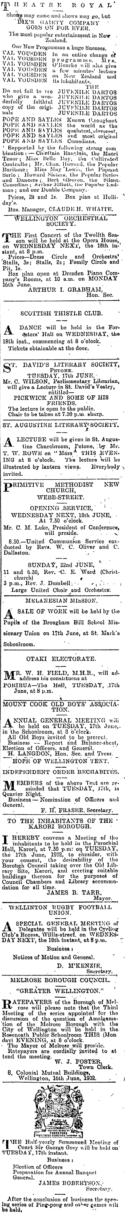 Papers Past Newspapers Evening Post 16 June 1902 Page 6 Advertisements Column 2