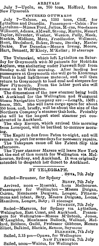 Papers Past | Newspapers | Evening Post | 7 July 1903 | [For Notices of ...