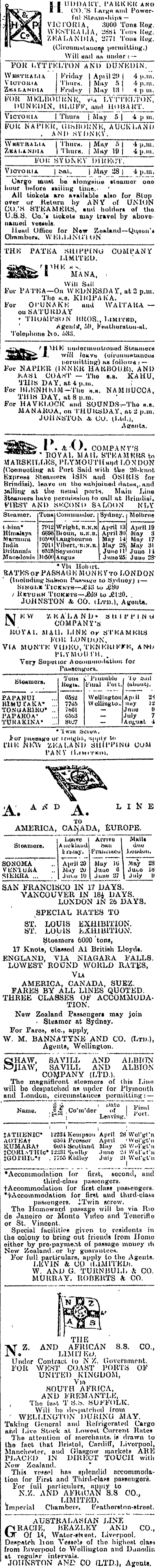 Papers Past Newspapers Evening Post 26 April 1904 Page 3 Advertisements Column 2