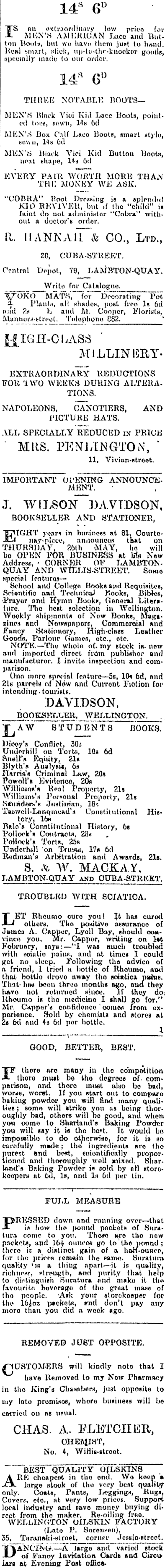 Papers Past Newspapers Evening Post 25 May 1904 Page 1 Advertisements Column 2