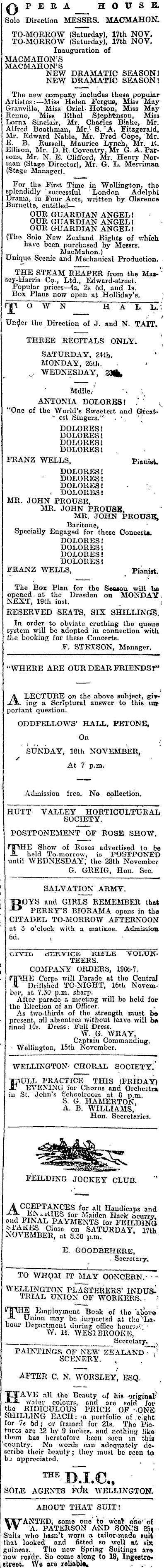 Papers Past Newspapers Evening Post 16 November 1906 Page 6 Advertisements Column 3