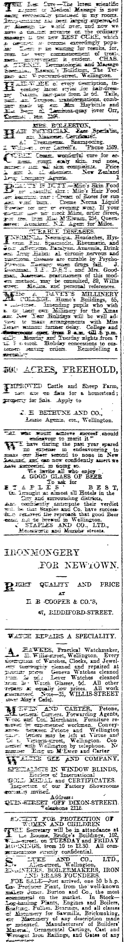 Papers Past Newspapers Evening Post 12 November 1907 Page 1 Advertisements Column 1