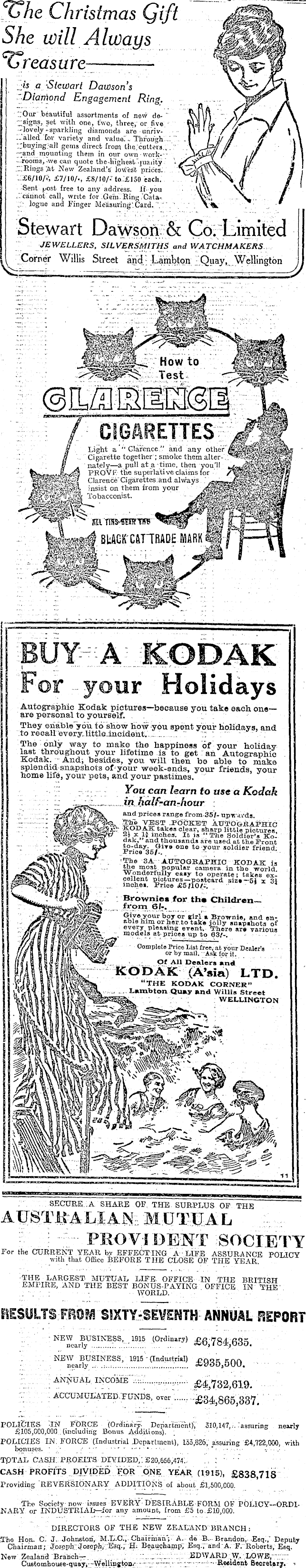 Papers Past Newspapers Evening Post 12 December 1916 Page 10 Advertisements Column 1