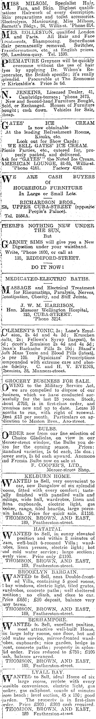 Papers Past Newspapers Evening Post 24 January 1917 Page 1 Advertisements Column 1