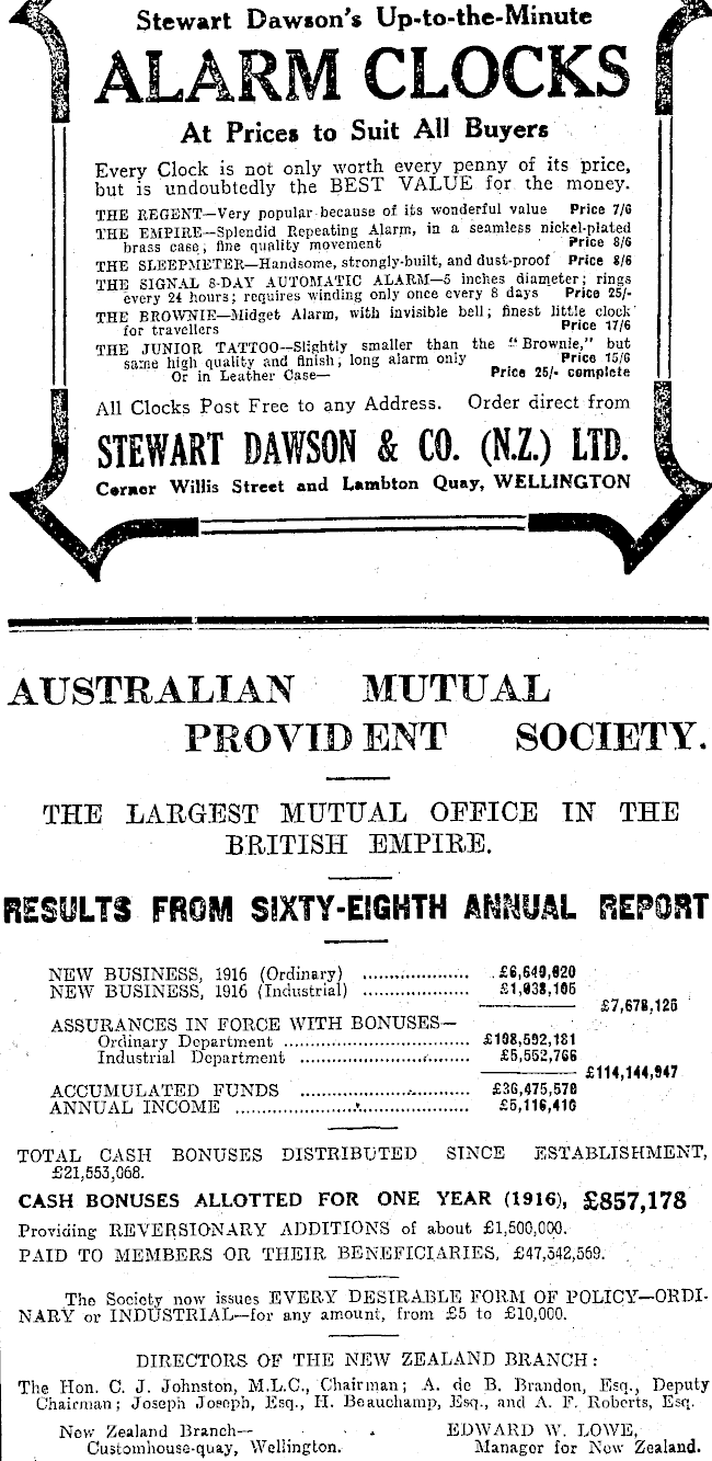 Papers Past Newspapers Evening Post 29 May 1917 Page 4 Advertisements Column 3