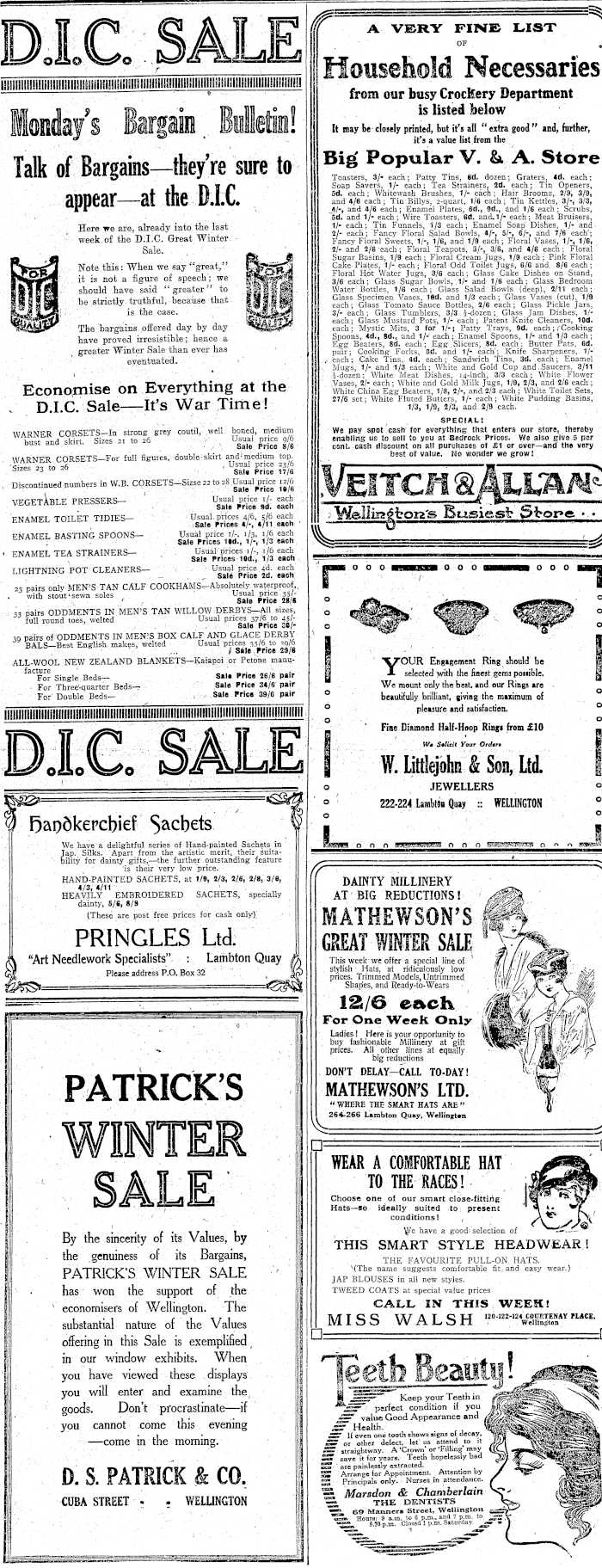 Papers Past Newspapers Evening Post 6 July 1918 Page 9 Advertisements Column 1