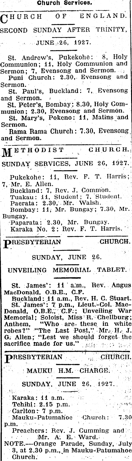 Papers Past Newspapers Franklin Times 24 June 1927 Page 4 Advertisements Column 3