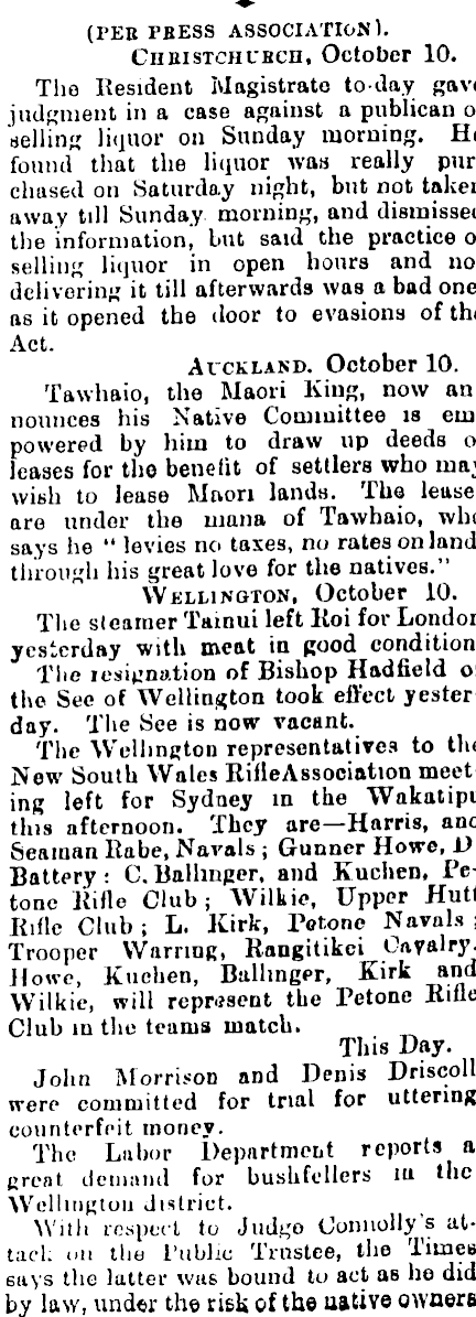 Papers Past | Newspapers | Feilding Star | 11 October 1893 ...