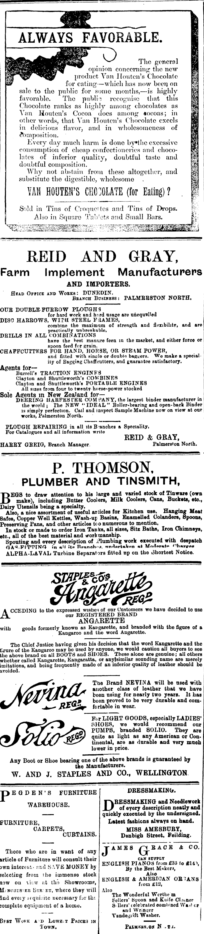 Papers Past Newspapers Feilding Star 18 May 1900 Page 1 Advertisements Column 3