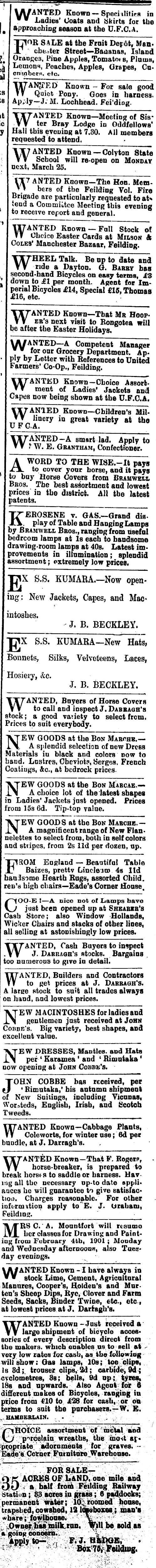 Papers Past Newspapers Feilding Star 22 March 1901 Page 3 Advertisements Column 7