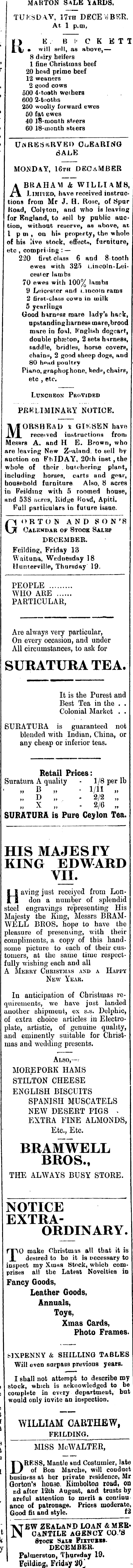 Papers Past Newspapers Feilding Star 13 December 1901 Page 3 Advertisements Column 3