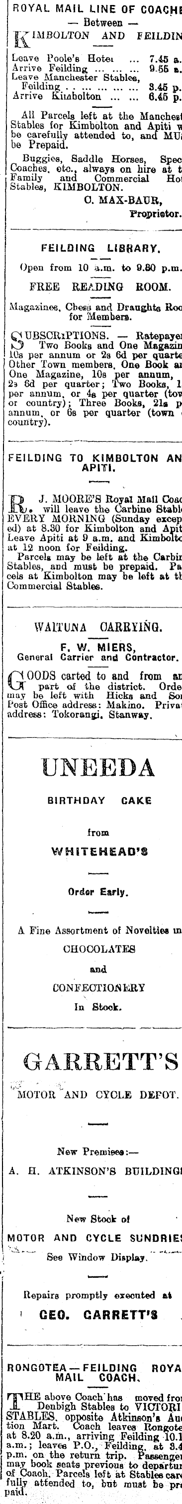 Papers Past Newspapers Feilding Star 19 April 1913 Page 1 Advertisements Column 6