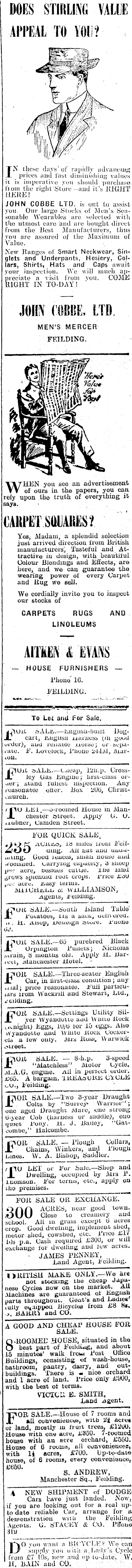 Papers Past Newspapers Feilding Star 13 August 1917 Page 3 Advertisements Column 8