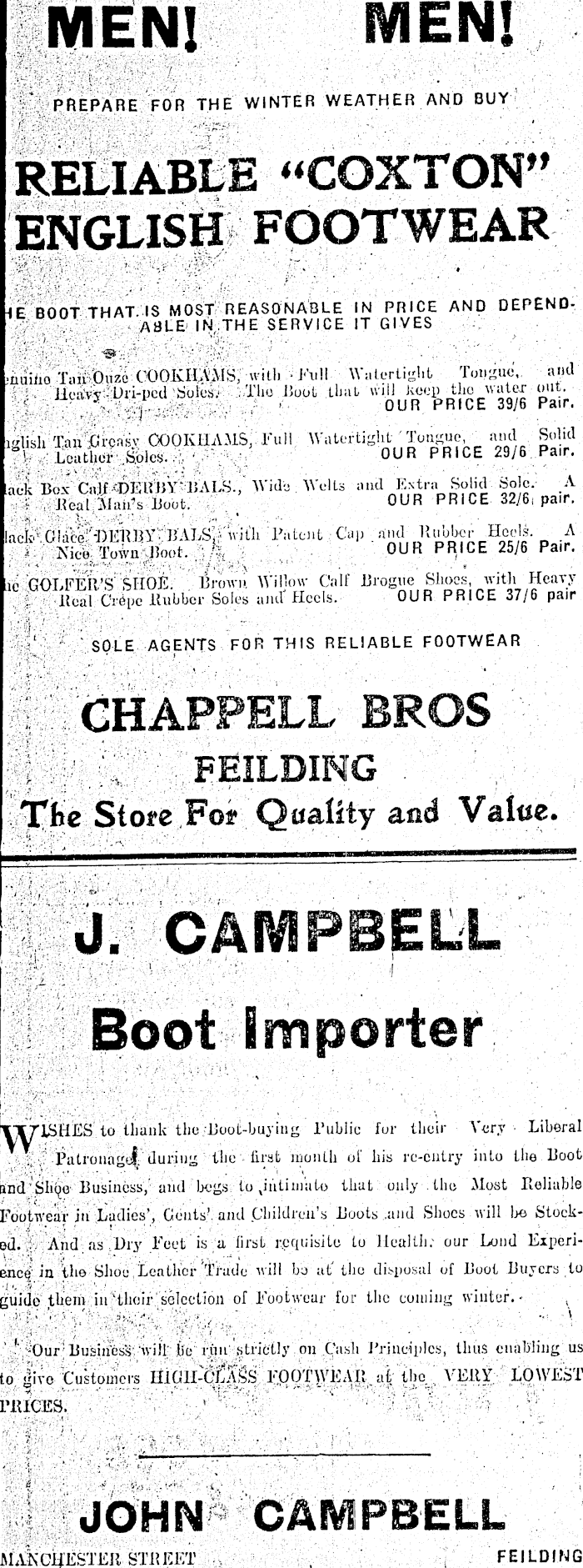 Papers Past Newspapers Feilding Star 18 April 1925 Page 7 Advertisements Column 1