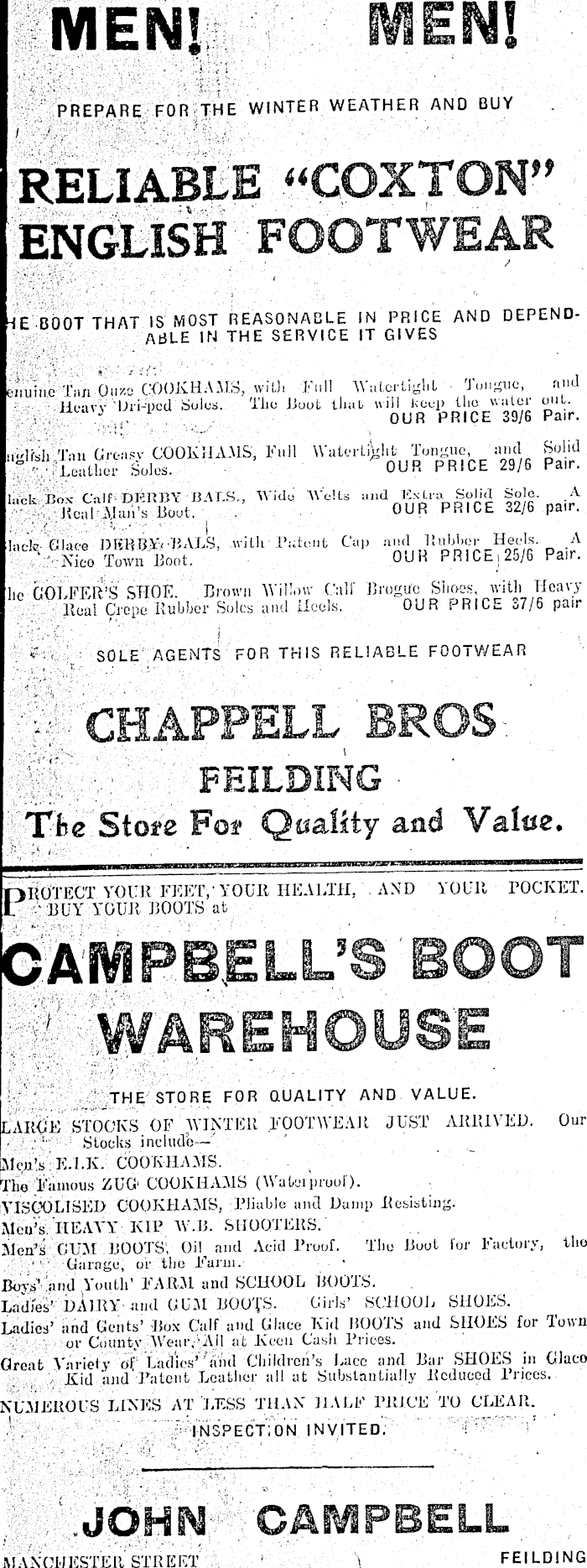 Papers Past Newspapers Feilding Star 5 May 1925 Page 7 Advertisements Column 1