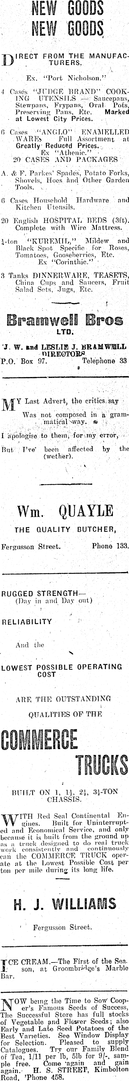 Papers Past Newspapers Feilding Star 19 November 1925 Page 1 Advertisements Column 5