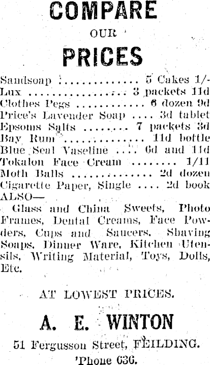 Papers Past Newspapers Feilding Star 17 August 1927 Page 2 Advertisements Column 2