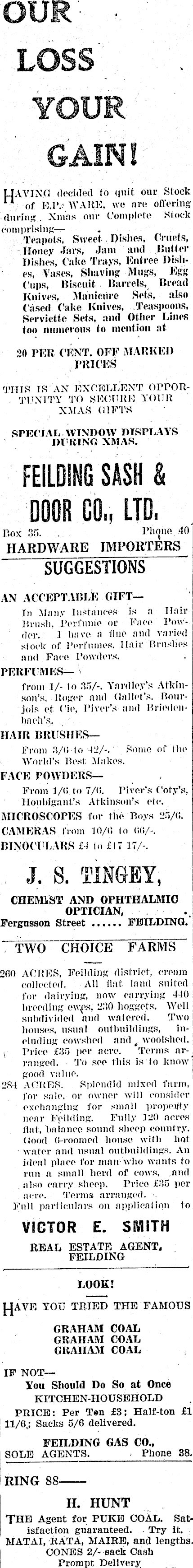Papers Past Newspapers Feilding Star 8 December 1927 Page 1 Advertisements Column 3