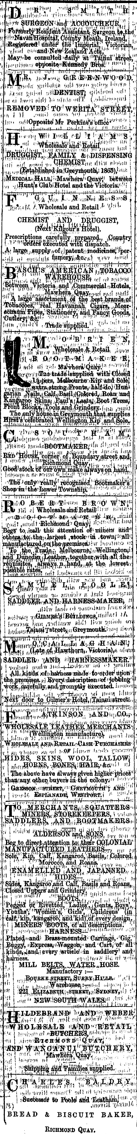 Papers Past Newspapers Grey River Argus 5 July 1870 Page 1 Advertisements Column 2