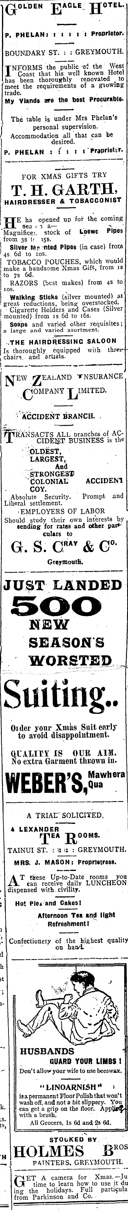 Papers Past Newspapers Grey River Argus 27 March 1908 Page 1 Advertisements Column 3