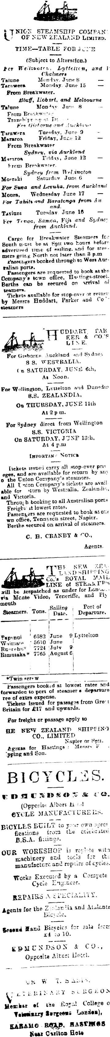 Papers Past Newspapers Hastings Standard 6 June 1903 Page 1 Advertisements Column 1