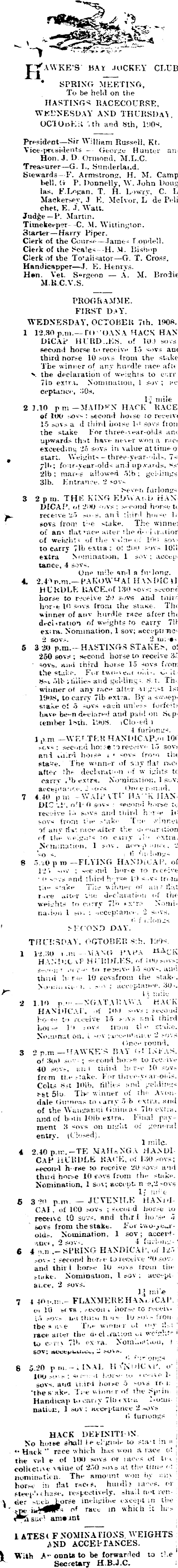 Papers Past Newspapers Hastings Standard 28 September 1908 Page 3 Advertisements Column 1