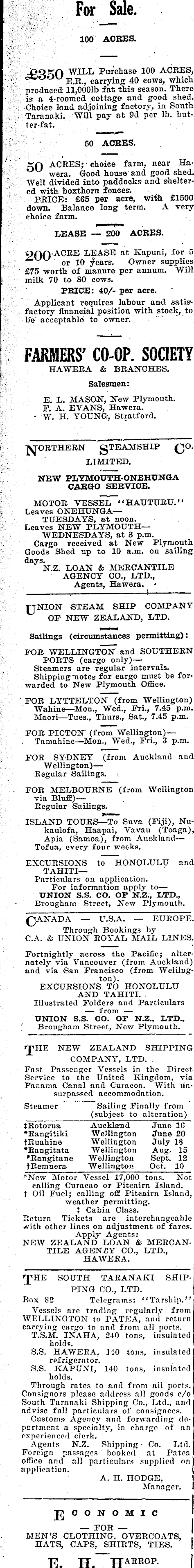 Papers Past Newspapers Hawera Star 10 June 1931 Page 4 Advertisements Column 1