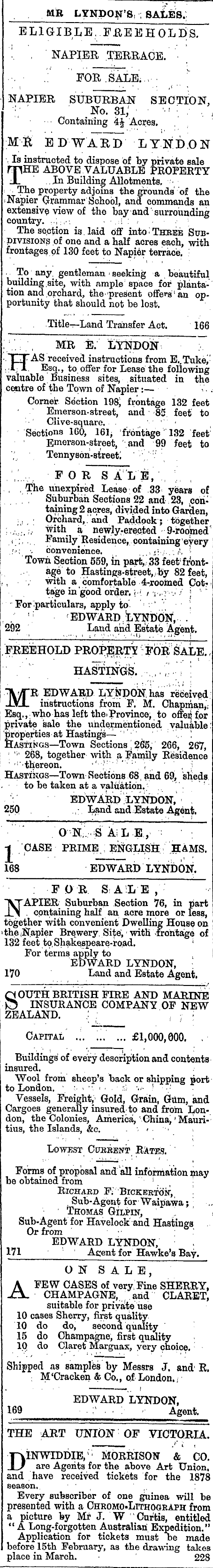 Papers Past Newspapers Hawke S Bay Herald 8 January 1878 Page 3 Advertisements Column 5