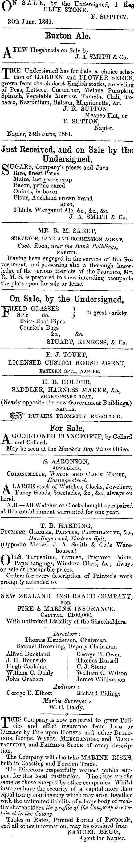 Papers Past Newspapers Hawke S Bay Times 17 October 1861 Page 4 Advertisements Column 4