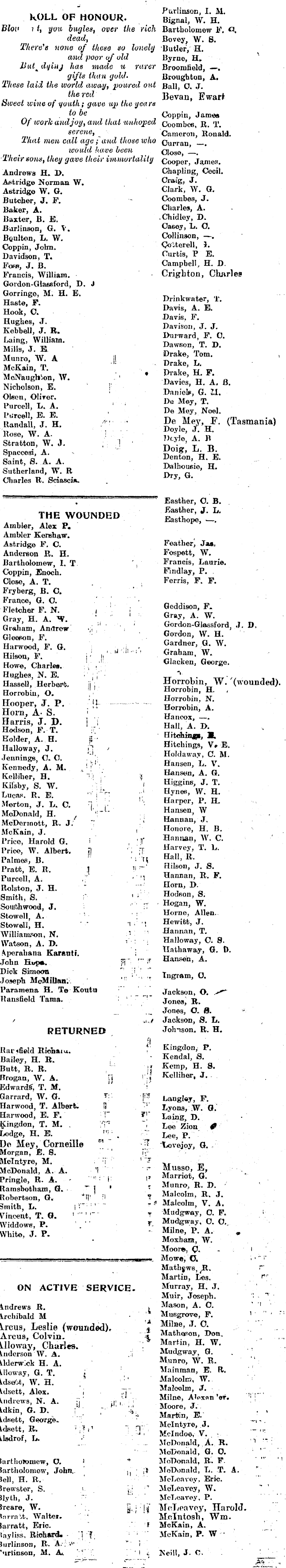 Papers Past Newspapers Horowhenua Chronicle 2 July 1918 Page 4 Advertisements Column 5