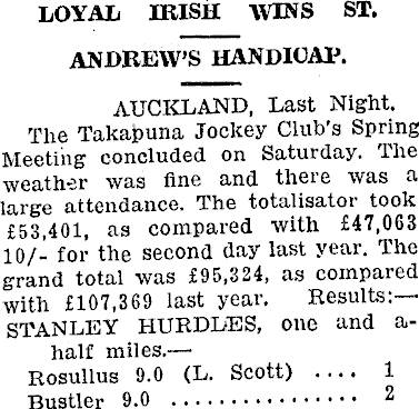 mikro veteran Opmærksomhed Papers Past | Newspapers | Horowhenua Chronicle | 3 December 1923 | RACING  AT TAKAPUNA.