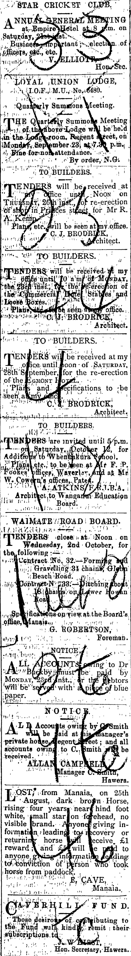 Papers Past Newspapers Hawera Normanby Star 21 September 1895 Page 3 Advertisements Column 2