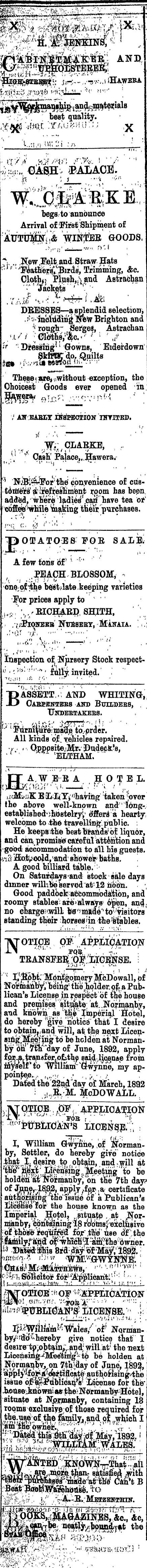 Papers Past Newspapers Hawera Normanby Star 16 May 12 Page 4 Advertisements Column 1