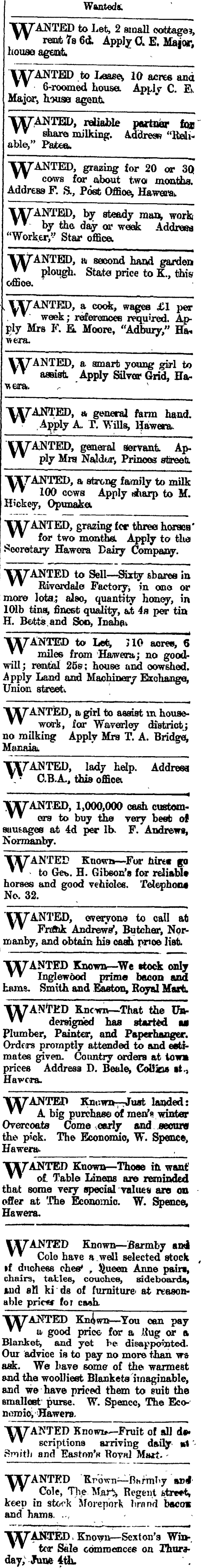 Papers Past Newspapers Hawera Normanby Star 8 July 1908 Page 1 Advertisements Column 7