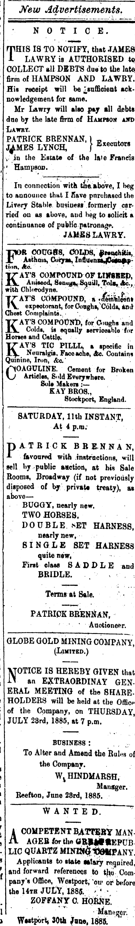 Papers Past Newspapers Inangahua Times 8 July 15 Page 3 Advertisements Column 2