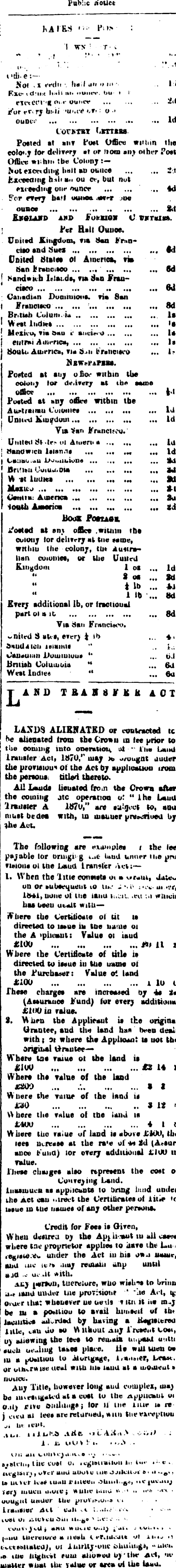 Papers Past Newspapers Inangahua Times 9 November 1885 Page 1 Advertisements Column 5