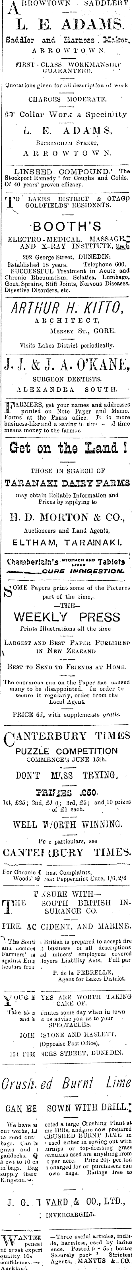 Papers Past Newspapers Lake County Press 6 March 1913 Page 3 Advertisements Column 5