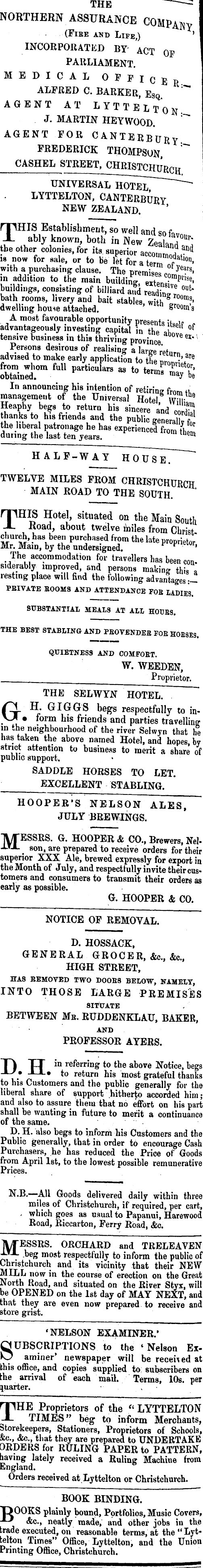 Papers Past Newspapers Lyttelton Times 15 May 1861 Page 8 Advertisements Column 5