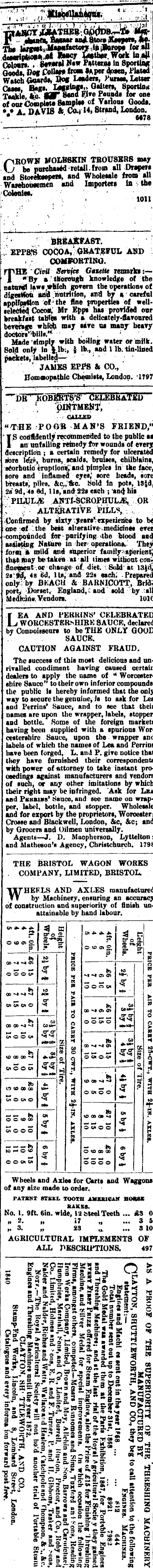 Papers Past Newspapers Lyttelton Times 22 February 1870 Page 4 Advertisements Column 6