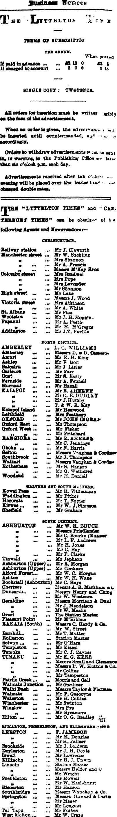 Papers Past Newspapers Lyttelton Times 24 February 11 Page 8 Advertisements Column 7