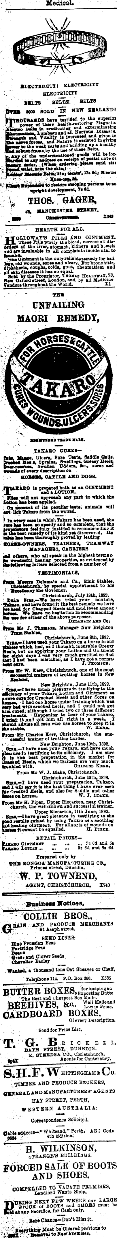 Papers Past Newspapers Lyttelton Times January 13 Page 2 Advertisements Column 1