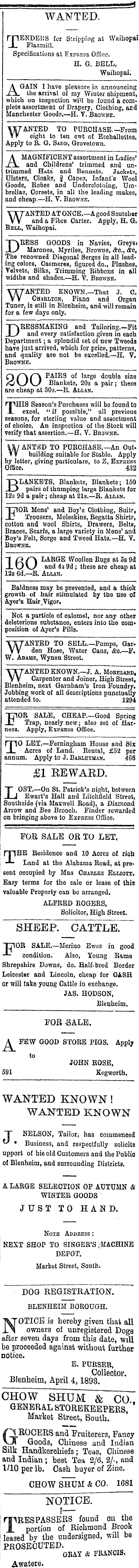 Papers Past Newspapers Marlborough Express 6 April 13 Page 3 Advertisements Column 6