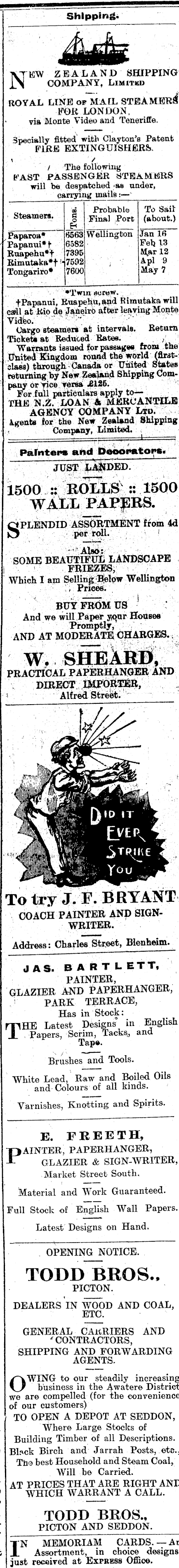 Papers Past Newspapers Marlborough Express 27 January 1908 Page 1 Advertisements Column 2