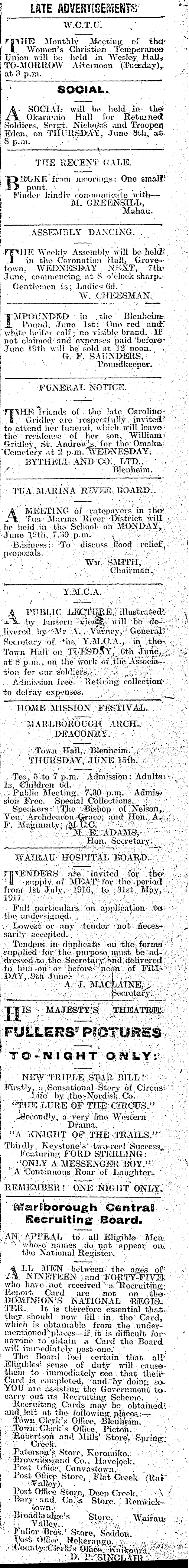 Papers Past Newspapers Marlborough Express 5 June 1916 Page 5 Advertisements Column 7