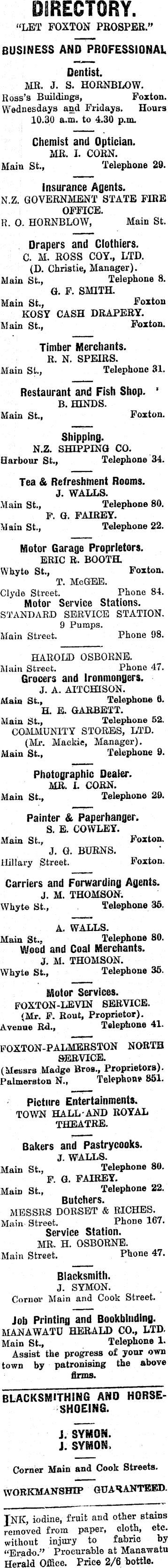 Papers Past Newspapers Manawatu Herald 28 January 1930 Page 1 Advertisements Column 2