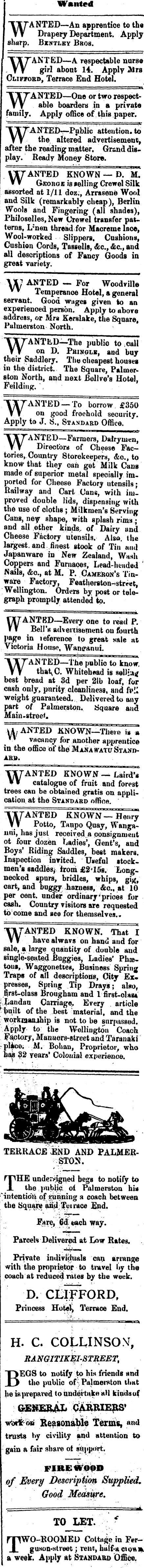 Papers Past | Newspapers | Manawatu Standard | 3 October 1884 | Page 3  Advertisements Column 8