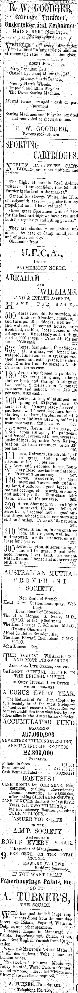 Papers Past Newspapers Manawatu Standard 2 October 1901 Page 4 Advertisements Column 3