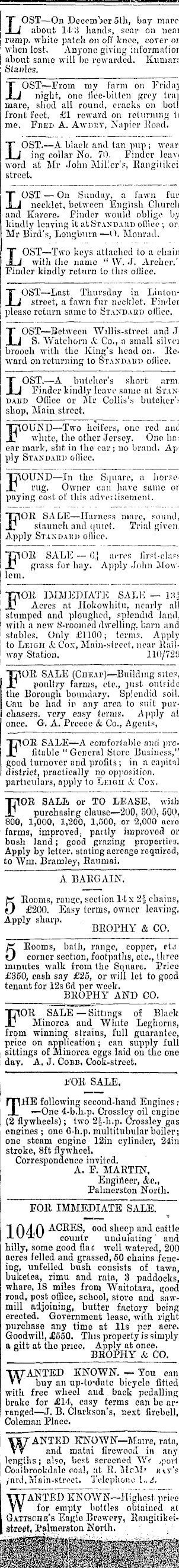 Papers Past Newspapers Manawatu Standard 17 December 1902 Page 1 Advertisements Column 6