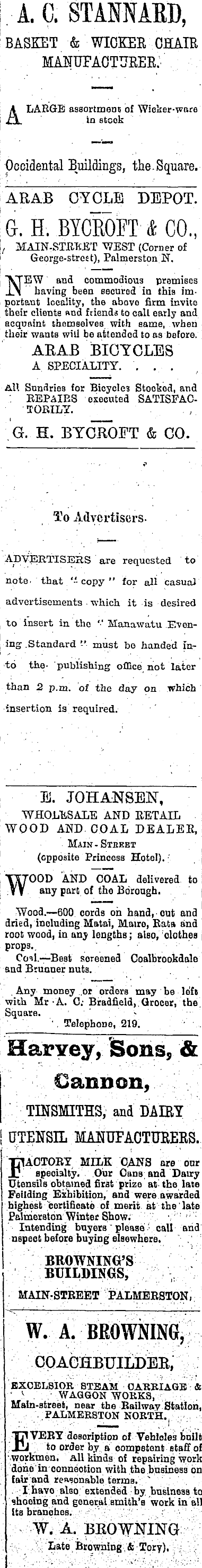 Papers Past Newspapers Manawatu Standard 6 April 1904 Page 3 Advertisements Column 2