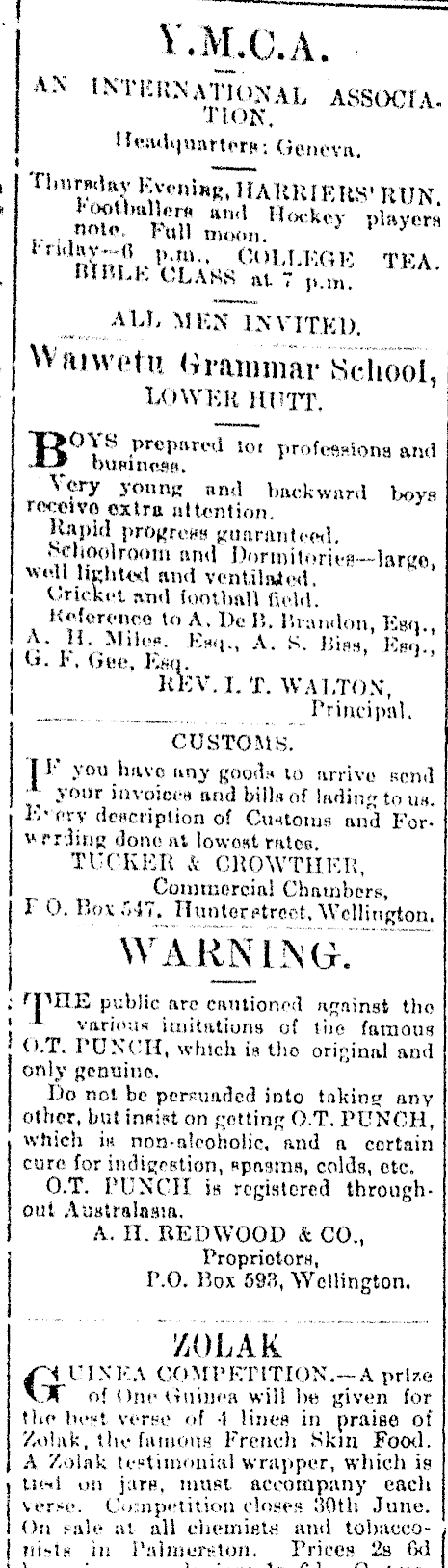 Papers Past Newspapers Manawatu Standard 18 June 1906 Page 1 Advertisements Column 2